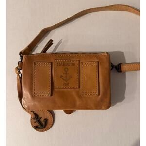 Harbour 2nd Brown Leather Wristlet with Anchor Charm